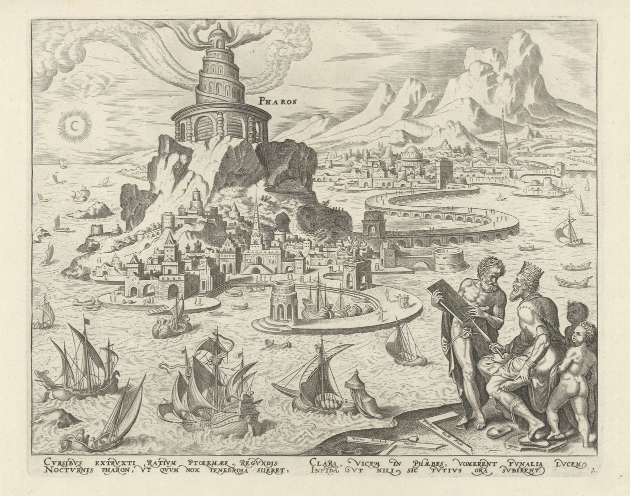 İskenderiye Deniz Feneri Pharos (nesne üzerindeki başlık) Dünyanın Sekiz Harikası (dizi adı) by Philips Galle