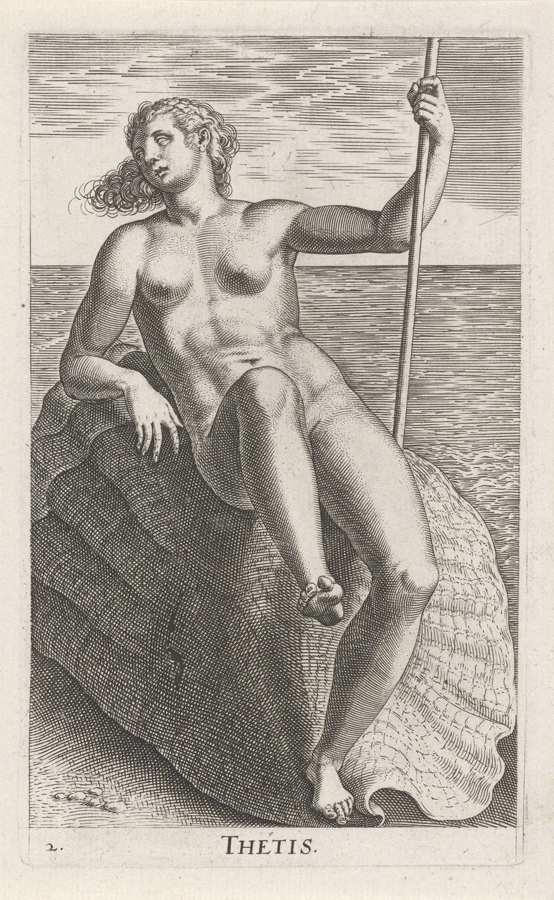 Waternimf Thetis Thetis (nesne üzerindeki başlık) Stroom- en waternimfen (dizi başlığı) okyanusit meme uçları ve potamidum (seri başlığı) by Philips Galle