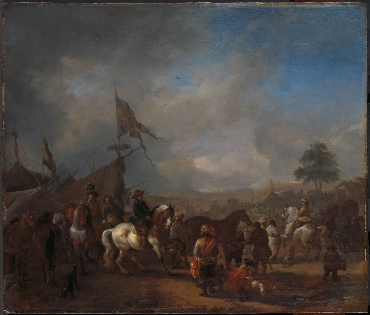Bir Ordu Kampı yakınında bir At Fuarı by Philips Wouwerman