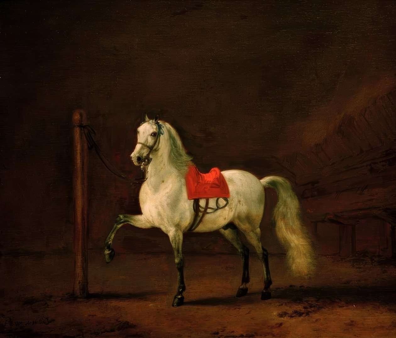 Ahırda beyaz bir at by Philips Wouwerman