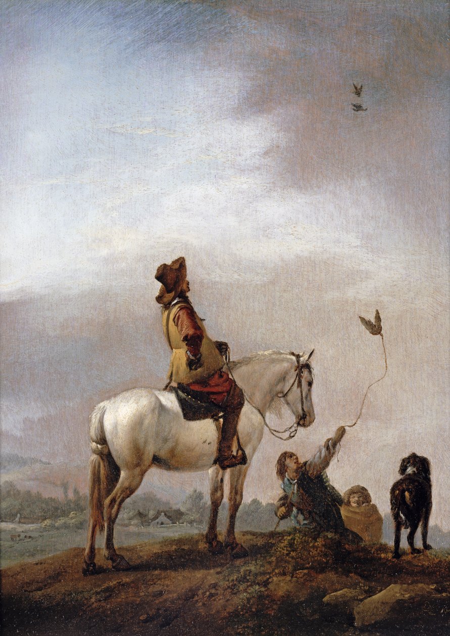 Bir Falconer izlerken bir beyefendi by Philips Wouwerman
