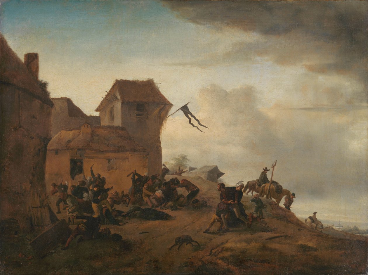 Bir Köyün yakınında kavga eden köylüler by Philips Wouwerman