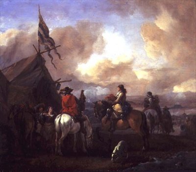 Askeri Kampta Süvariler (panel) by Philips Wouwermans or Wouwerman