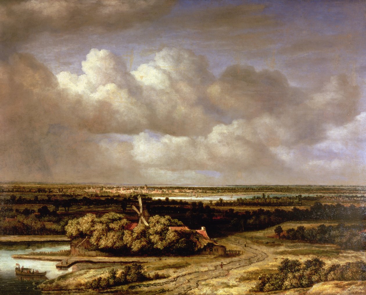 An extensive landscape with a windmill, 1655  by Phillips de Koninck