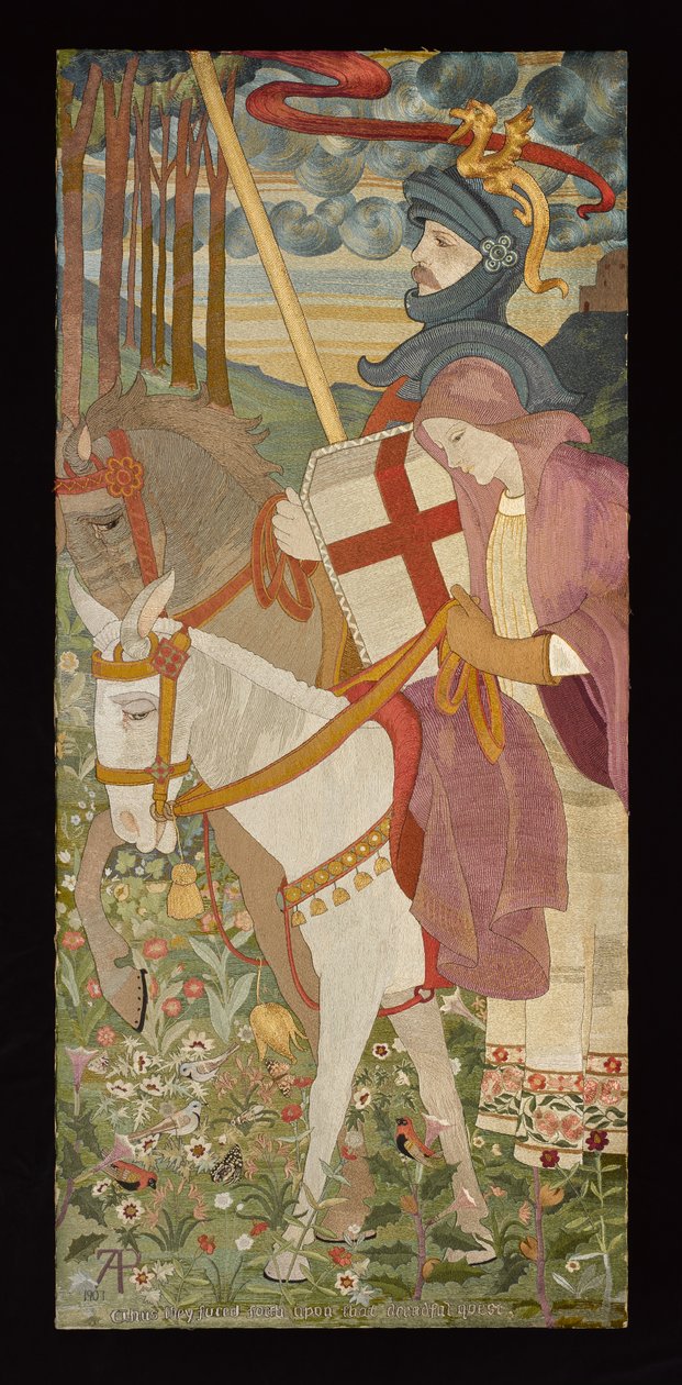 George, Una ile Binen Kızıl Haç Şövalyesi, 1907 (nakış) (ayrıca bkz. 141950-51) by Phoebe Anna Traquair