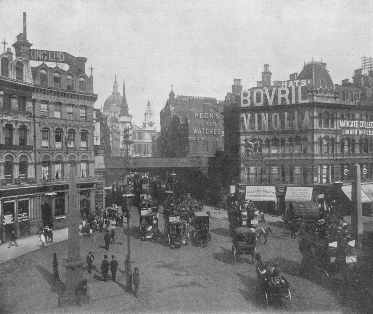 Ludgate Sirki ve Ludgate Hill, Londra Şehri, c1910 1911 by Photochrom Co Ltd of London