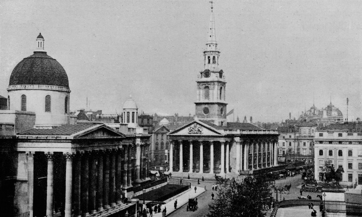 Ulusal Galeri ve St Martin-in-the-Fields Kilisesi, Westminster, Londra, c1910 1911 by Photochrom Co Ltd of London