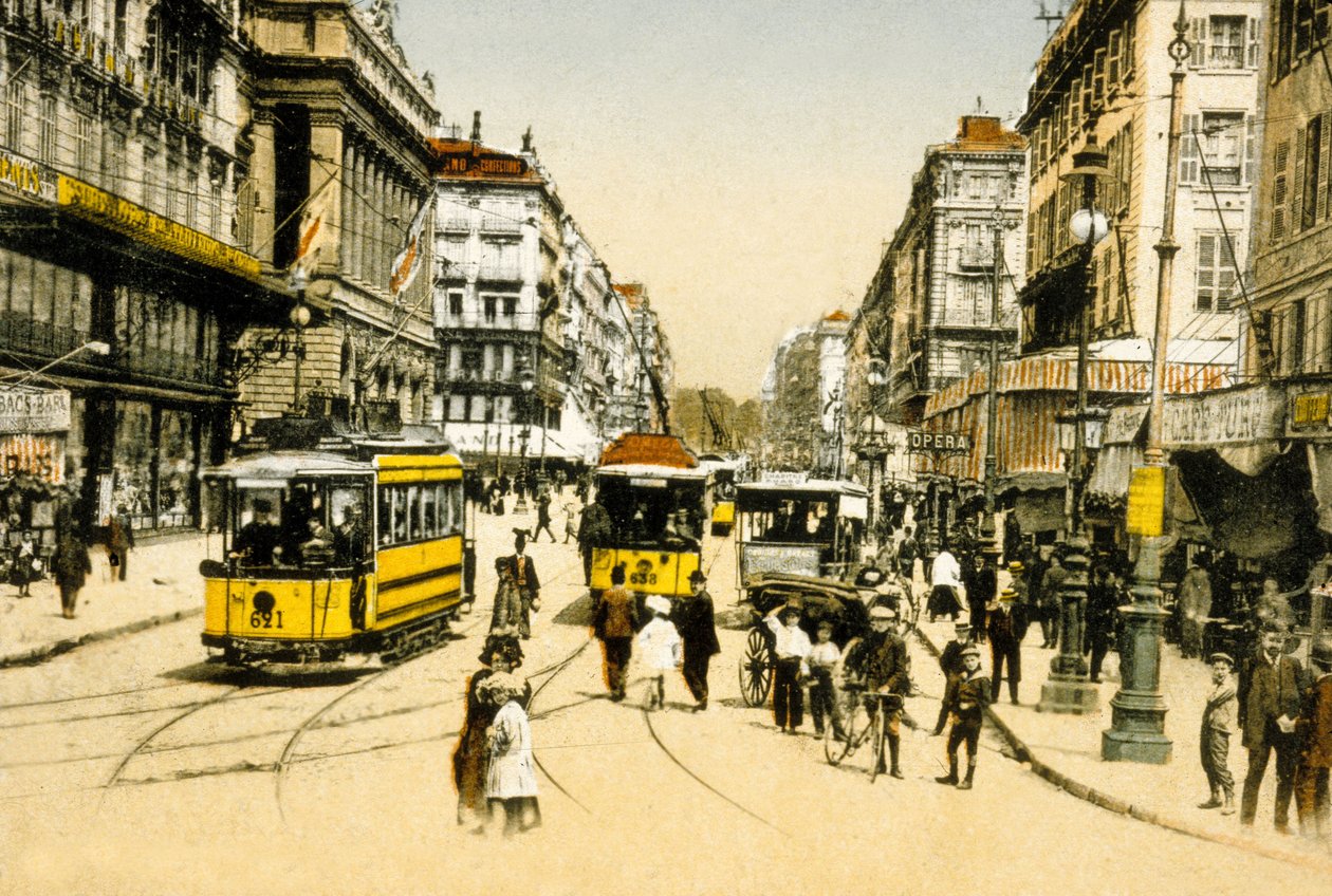 Tramvaylı Cannebiere, Marsilya, Fransa, c. 1900 (fotoğraf) by Photographer French