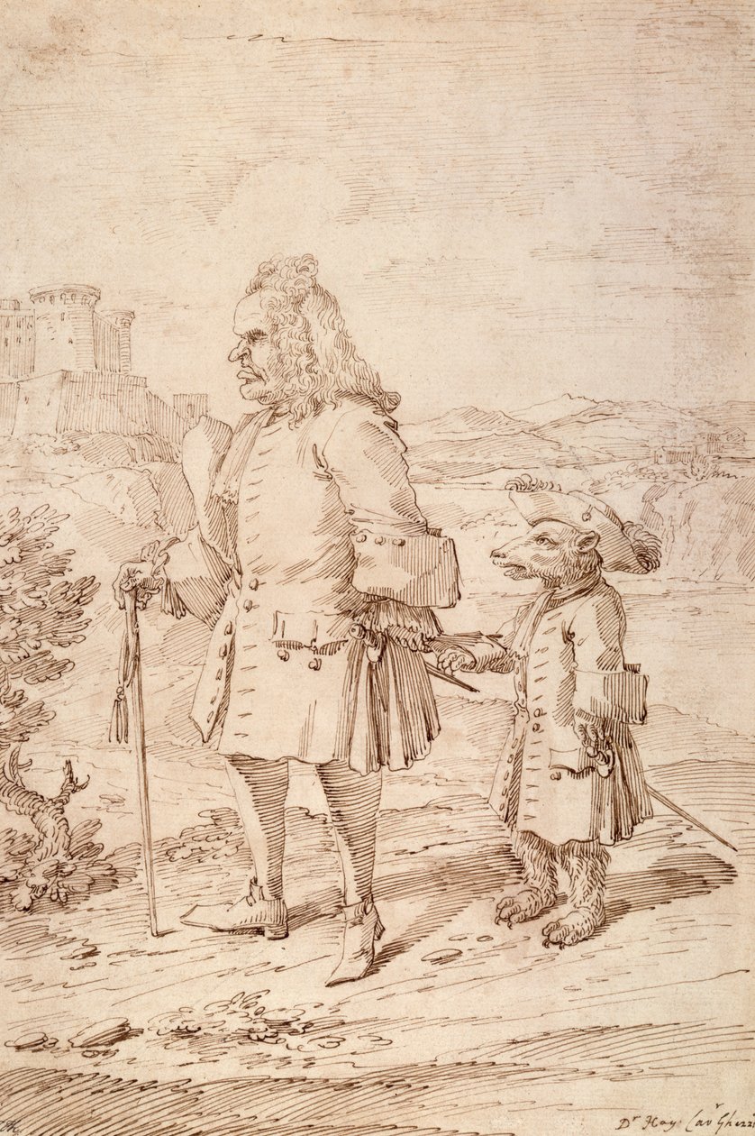 Bir Ayı Lideri Olarak Dr. James Hay, c.1704-29 (kağıt üzerinde kalem ve mürekkep) by Pier Leone Ghezzi
