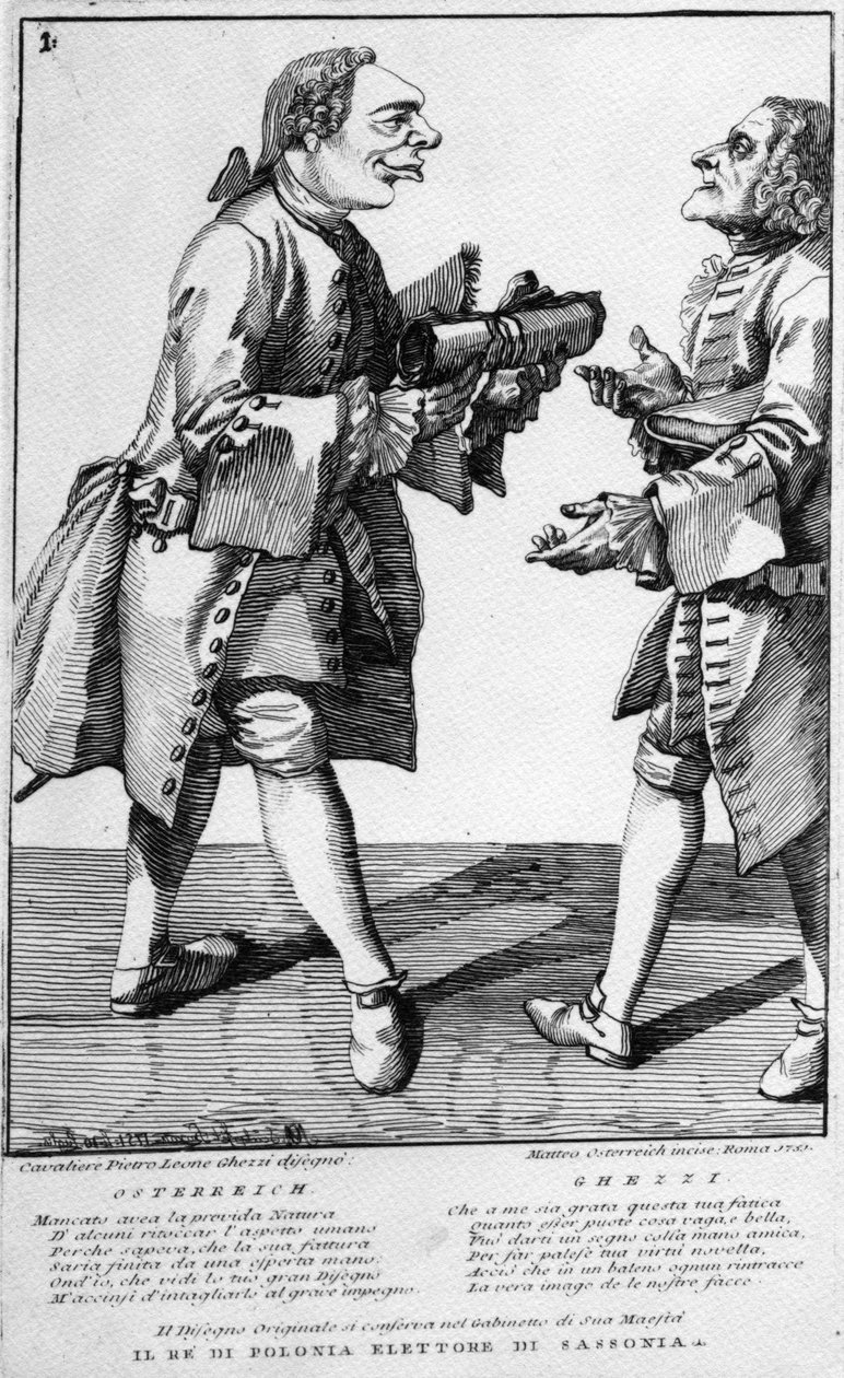 Osterreich and the Cavaliere Ghezzi, print made by Matthias Oesterreich, 1751  by Pier Leone Ghezzi