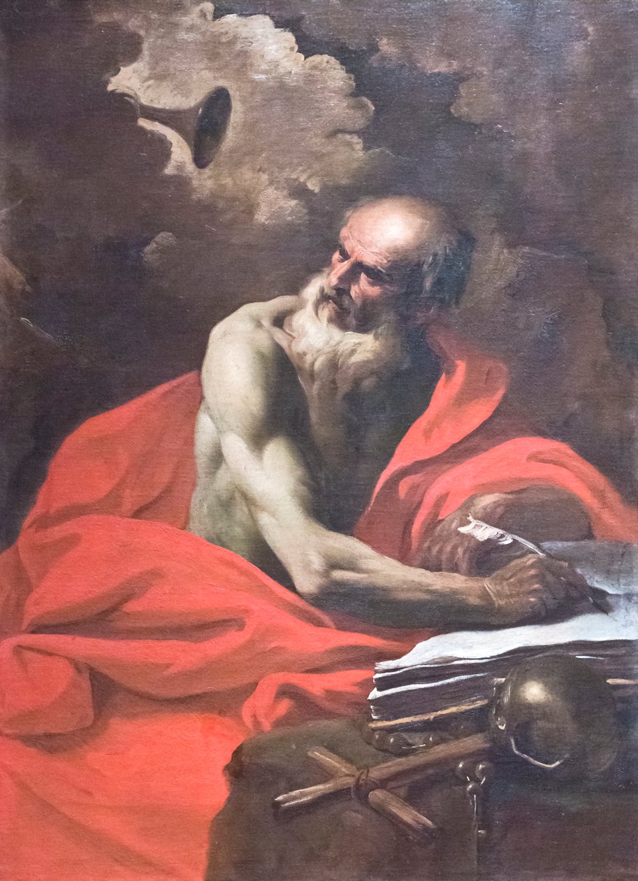 Aziz Jerome (tuval üzerine yağlıboya) by Pier Francesco Mola