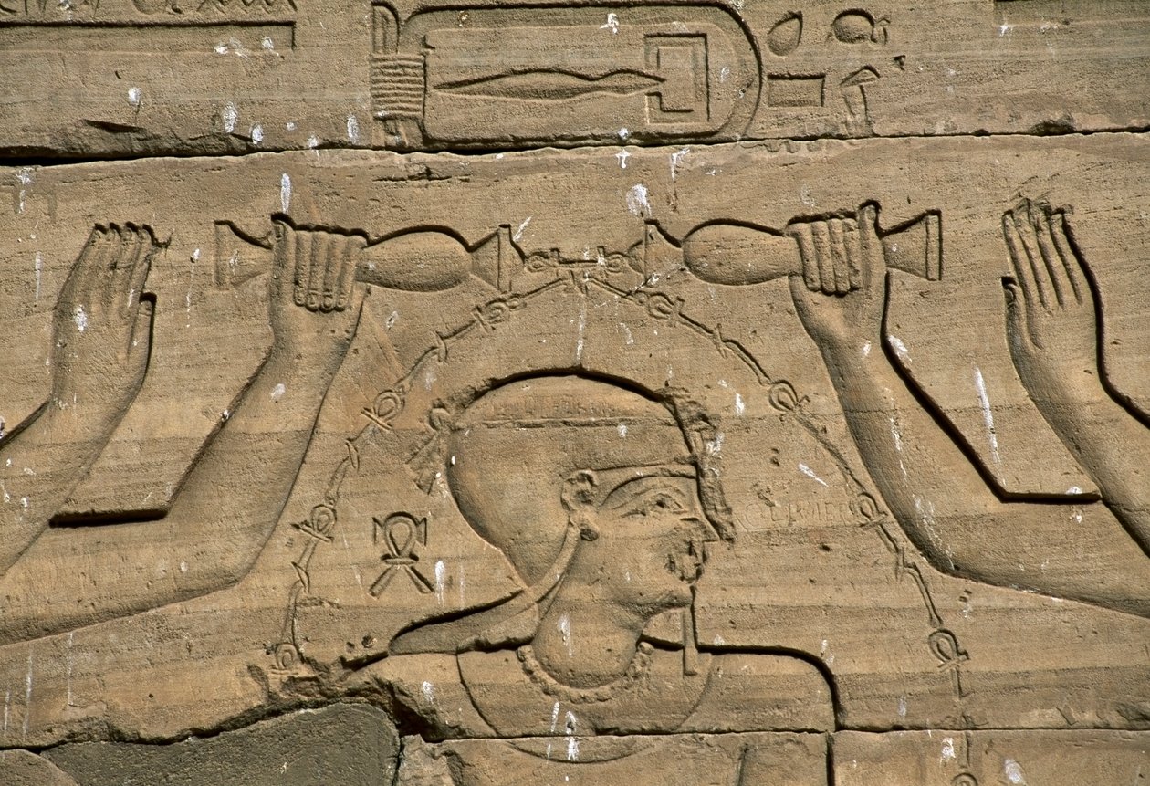 Bas kabartma, Kalabsha Tapınağı (ayrıca Mandulis Tapınağı), Aswan, MÖ 30 civarında inşa edilmiş, Mısır uygarlığı by Blaise Nicolas Le Sueur