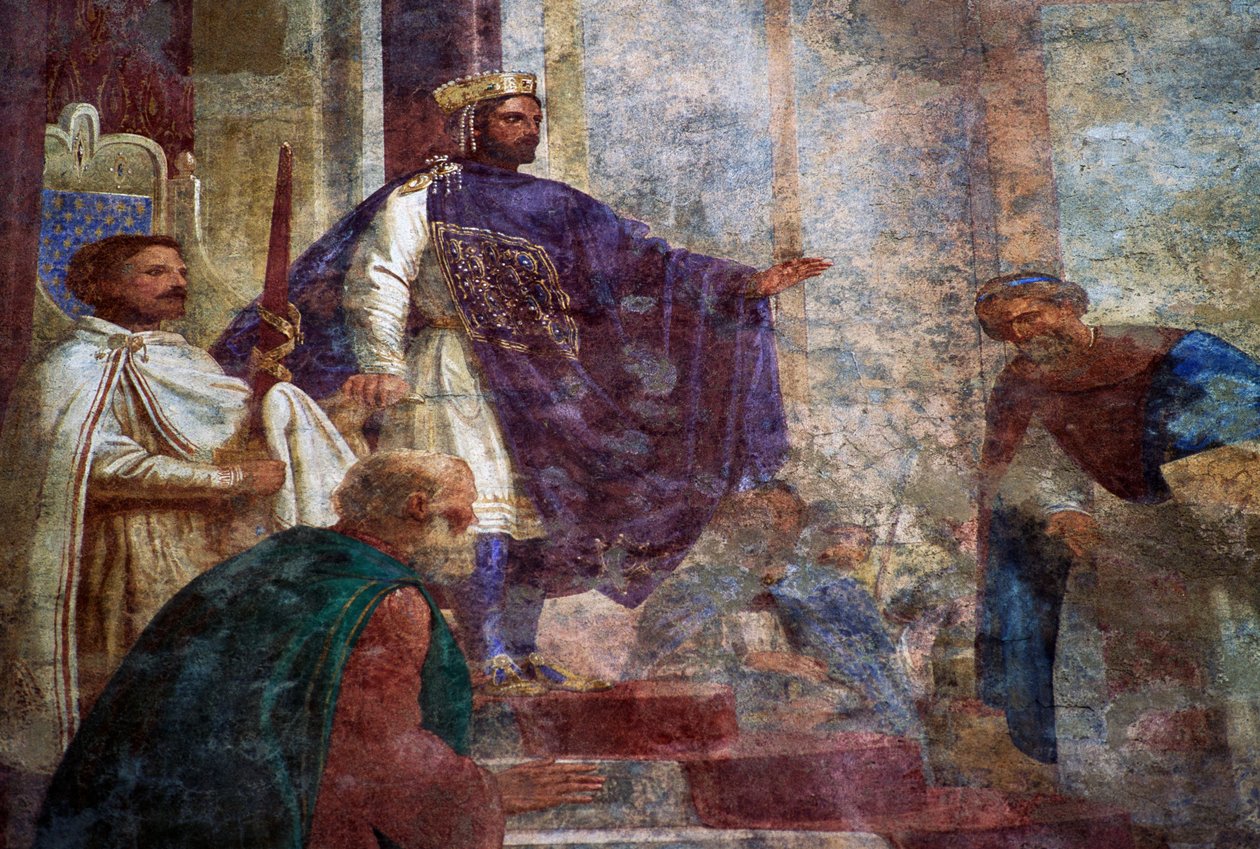 Palazzo Thiene (15. yüzyıl), Vicenza (UNESCO Dünya Mirası Listesi) cephesindeki fresklerden detay by Blaise Nicolas Le Sueur