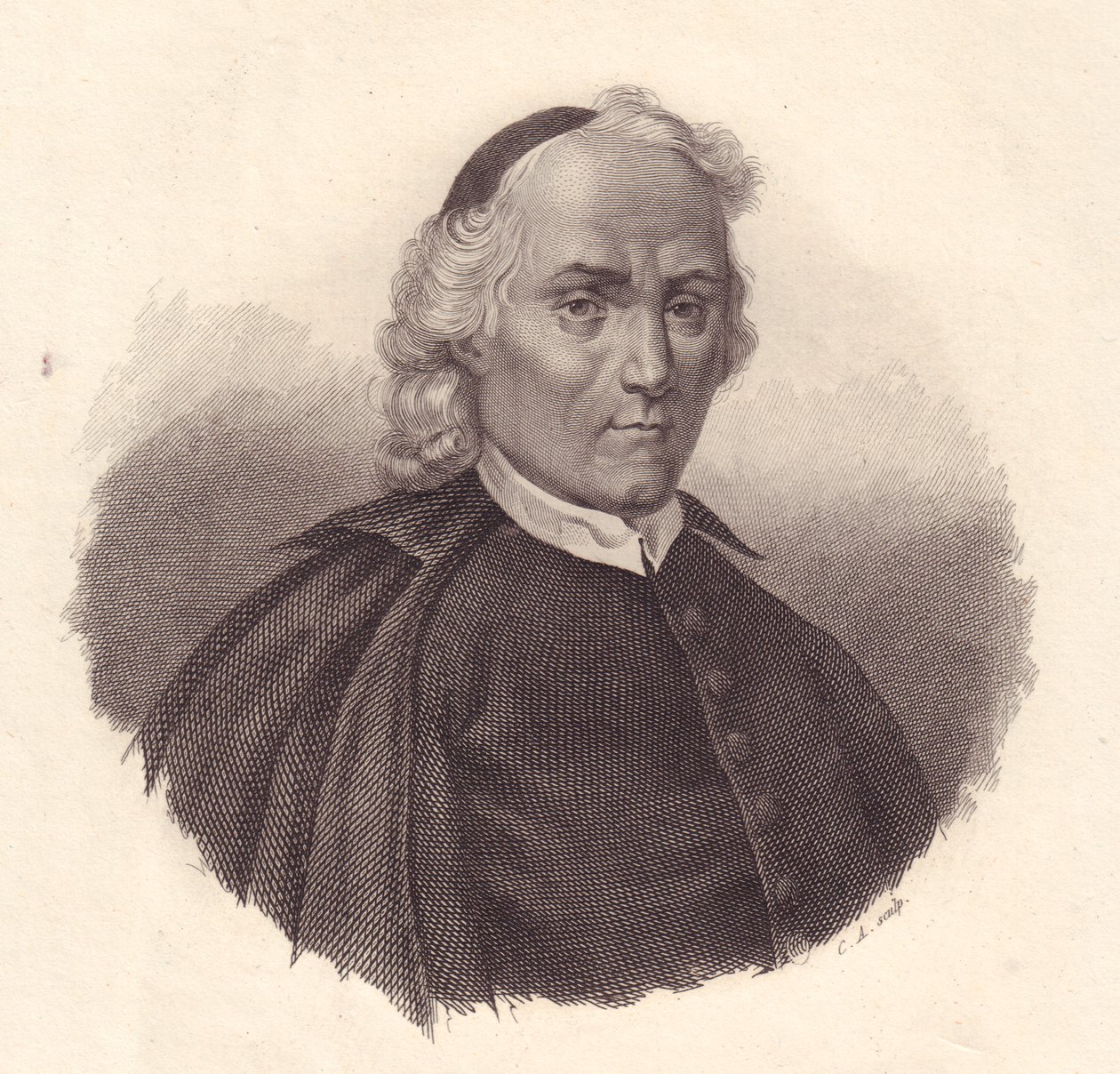 İtalyan Presbiteryen ve tarihçi Ludovico Antonio Muratori (1672-1750), bakır oyma portresi by Blaise Nicolas Le Sueur