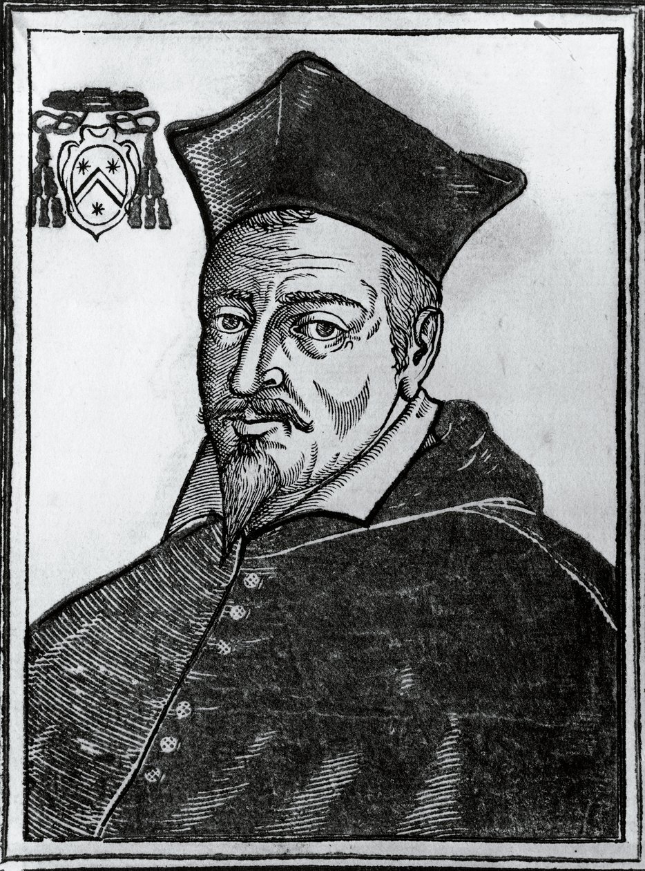 Pierre de Berulle (1575-1629), Fransız Katolik teolog ve kardinal portresi, baskı by Blaise Nicolas Le Sueur