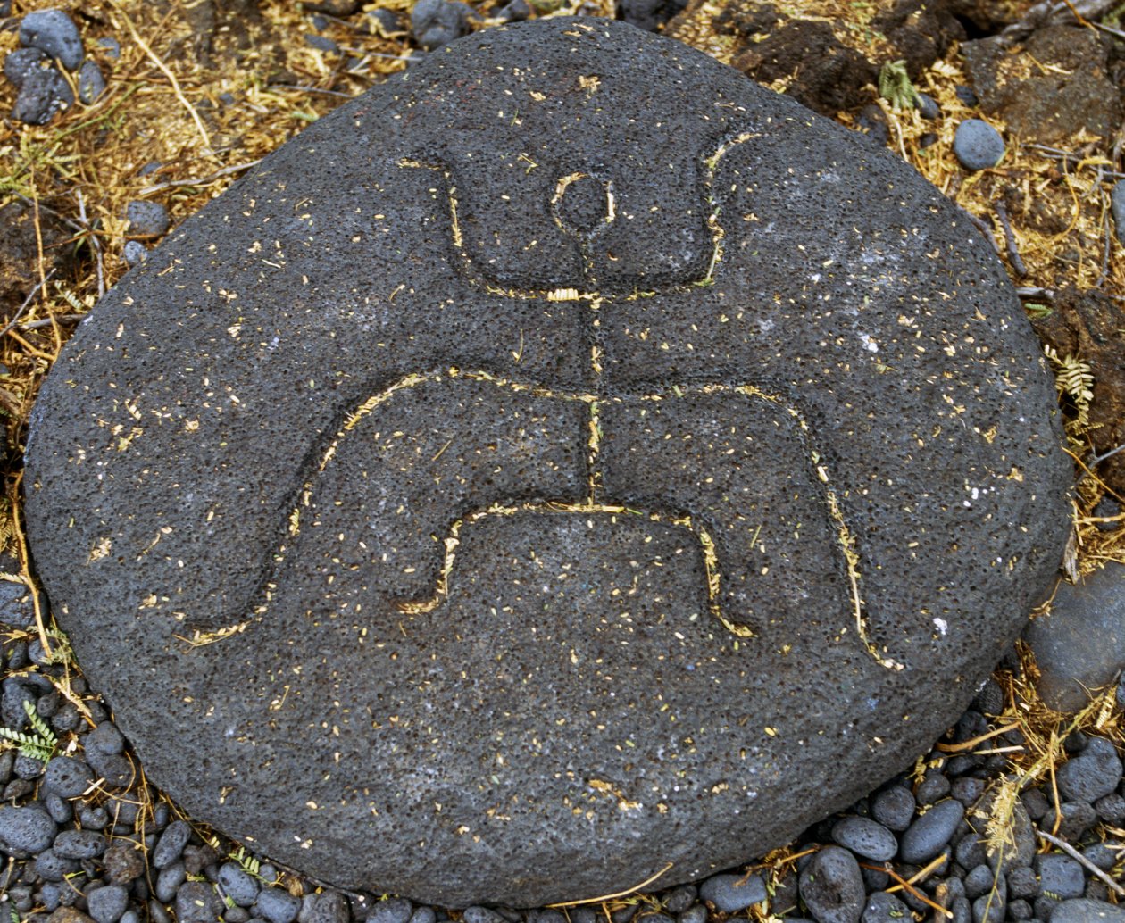 Taş oyma, Puako Petroglyph Arkeoloji Bölgesi, Hawaii Adası, Amerika Birleşik Devletleri by Blaise Nicolas Le Sueur