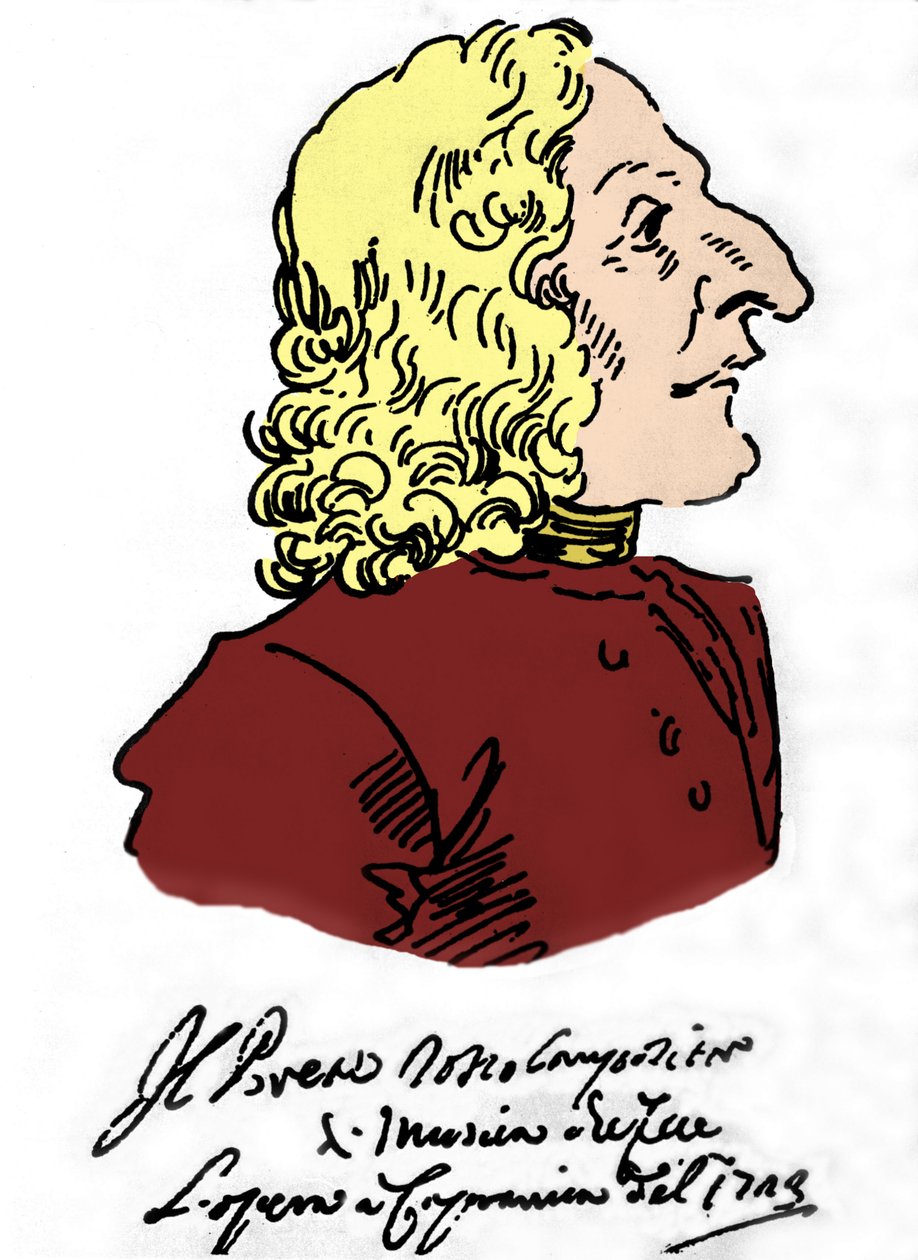 Antonio Vivaldi (1678 - 1741), Karikatür Pierre Leone Ghezzi (1674 - 1755) by Pier Leone Ghezzi