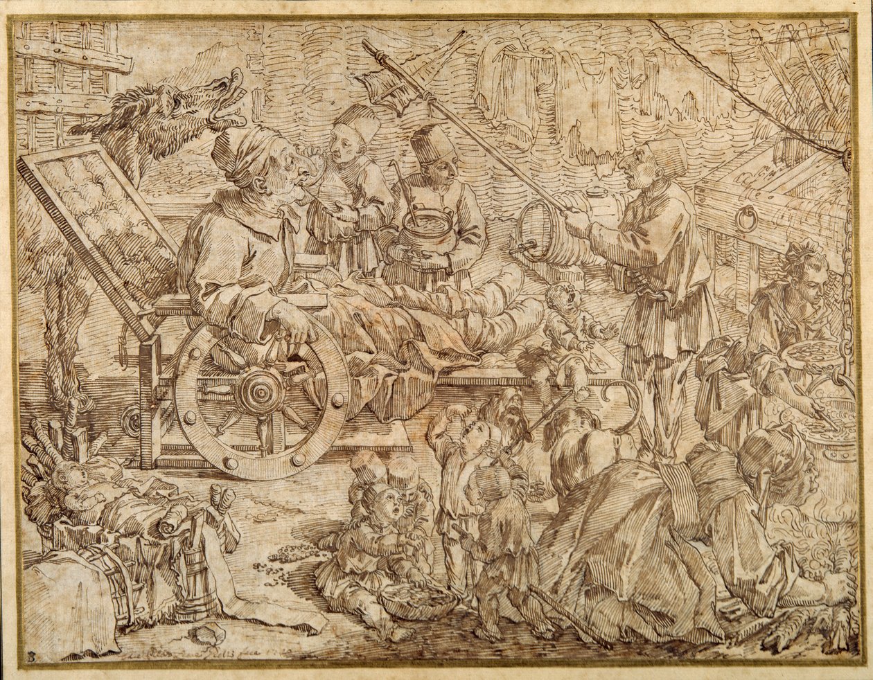 Polcinello gut ile geçersiz kılındı (kağıt üzerinde kalem ve mürekkep) by Pier Leone Ghezzi