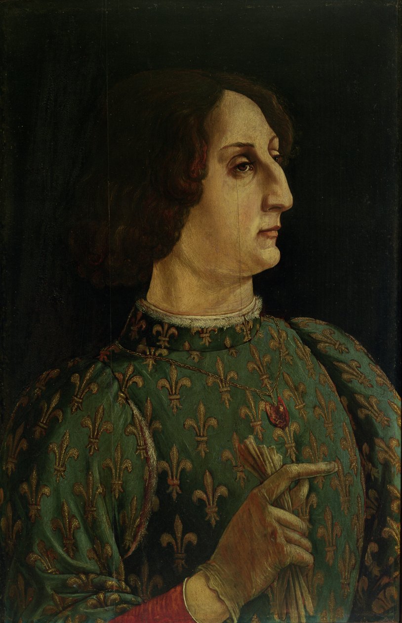 Portrait of Galeazzo Mario Sforza (1444-76) c.1471 (tempera on panel) (see also 50366) by Piero del Pollaiolo