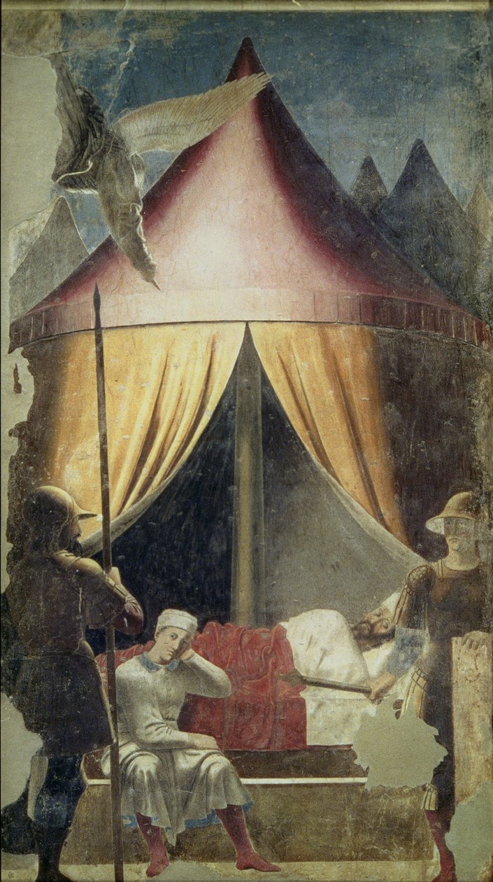 The Legend of the True Cross döngüsünden The Dream of Constantine, 1464'ü tamamladı by Piero della Francesca