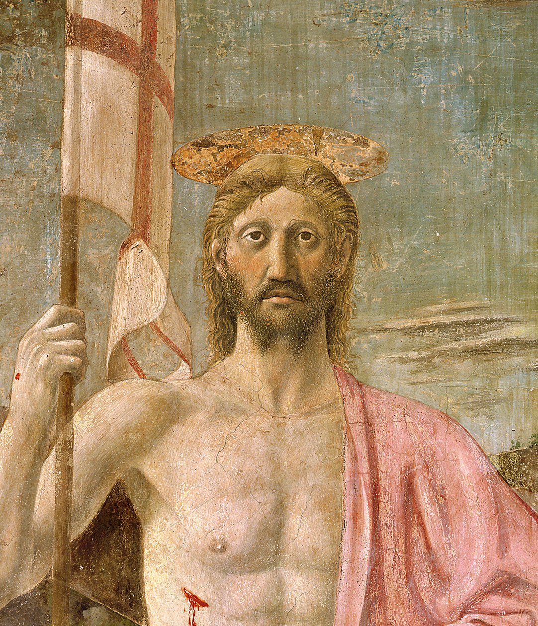 Diriliş, İsa detayı, c.1463, 109787 fresk detayı by Piero della Francesca