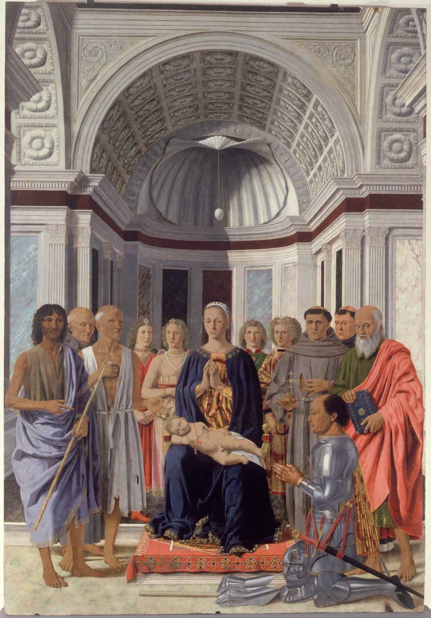 Madonna ve Çocuk ve Azizler, Melekler ve Montefeltro Frederick by Piero dellaFrancesca