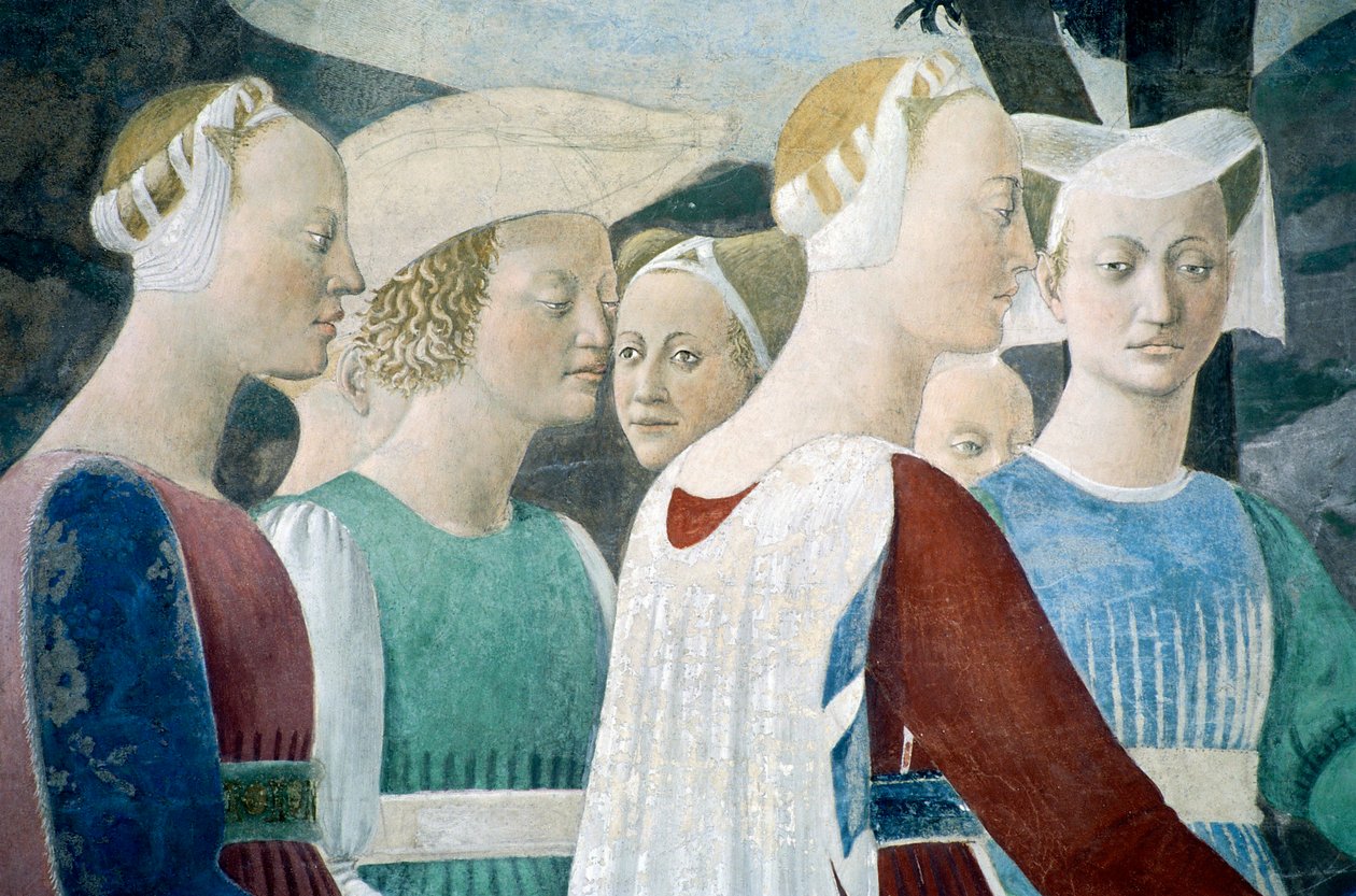 Piero della Francesca tarafından ahşabın hayranlığını ve Sheba Kraliçesi ile Kral Süleyman