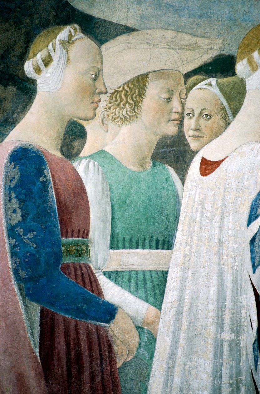 Piero della Francesca tarafından ahşabın hayranlığını ve Sheba Kraliçesi ile Kral Süleyman