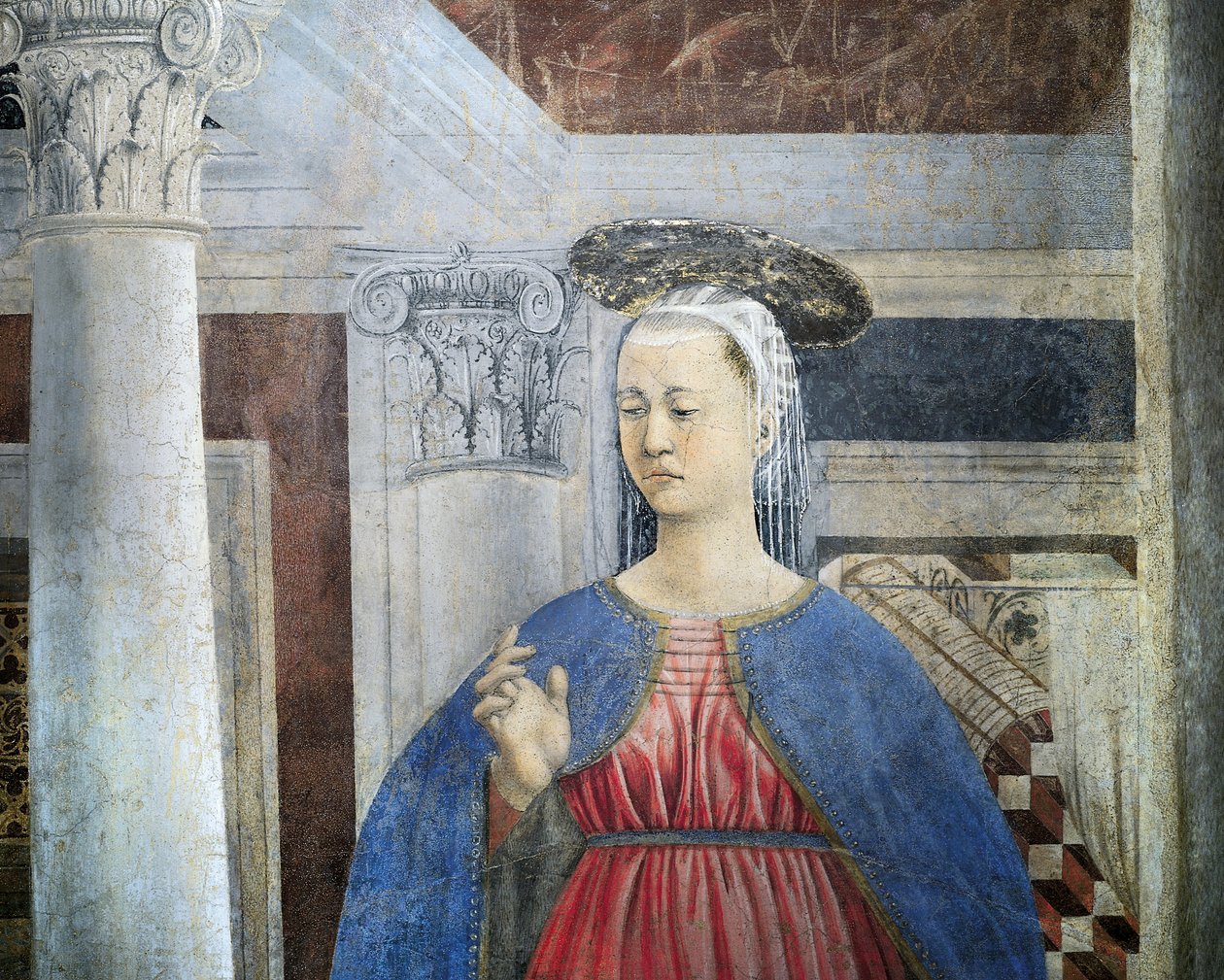 Duyuruyu gösteren Gerçek Haç Efsanesi'nden detay, Piero della Francesca by Piero della Francesca