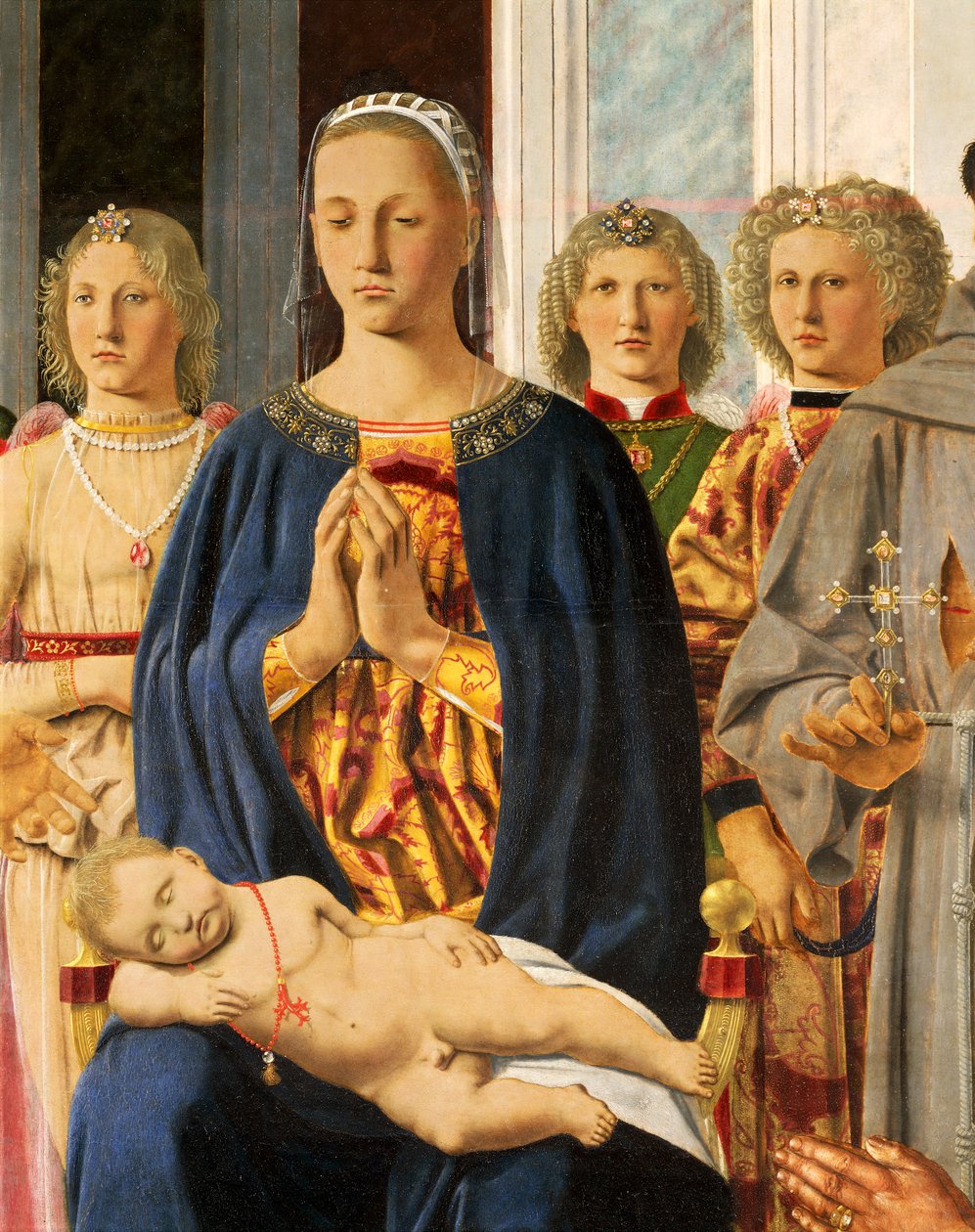 Meleklerle çevrili Madonna ve Çocuk, Brera altarpiece detayı Madonna ve Azizler Federico da Montefeltro ile dua eden Çocuk, Piero della Francesca (1412-1492), ahşap üzerine tempera, 251x172 cm by Piero della Francesca