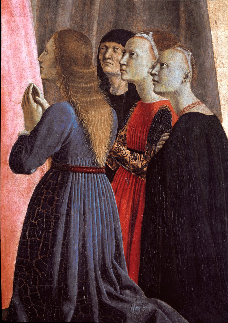 Misericorde Polyptych: Merhamet Bakiresi, azizlerle çevrili - Detay - Ahşap boyama by Piero della Francesca