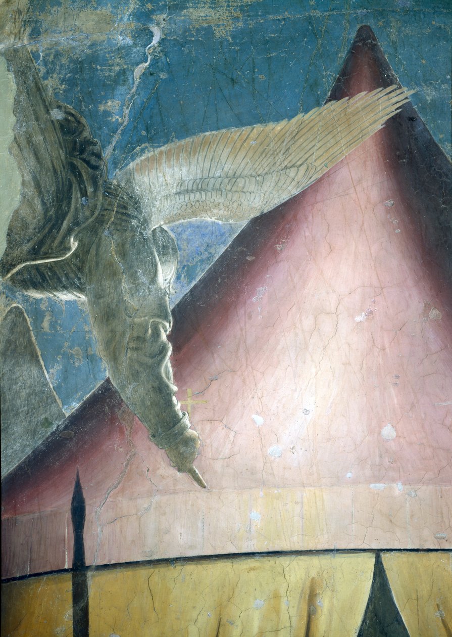 Gerçek Çapraz Döngüden meleğin detayı olan Konstantin Rüyası, 1464 fresk tamamlandı by Piero della Francesca