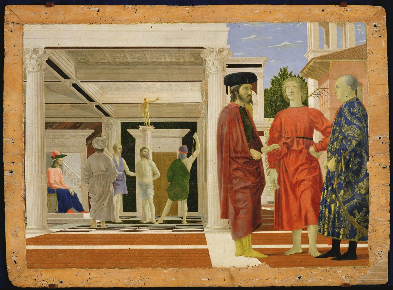 İsa'nın Kırbaçlanması, c.1463-4 (panelde mizaç) by Piero della Francesca