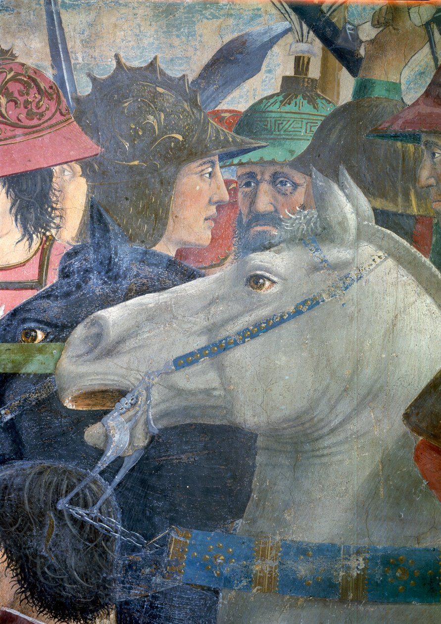 Gerçek Haç Efsanesi, Herakleios ve Kisra Savaşı, bir at ve asker detayı, 1464 fresk tamamlandı by Piero della Francesca