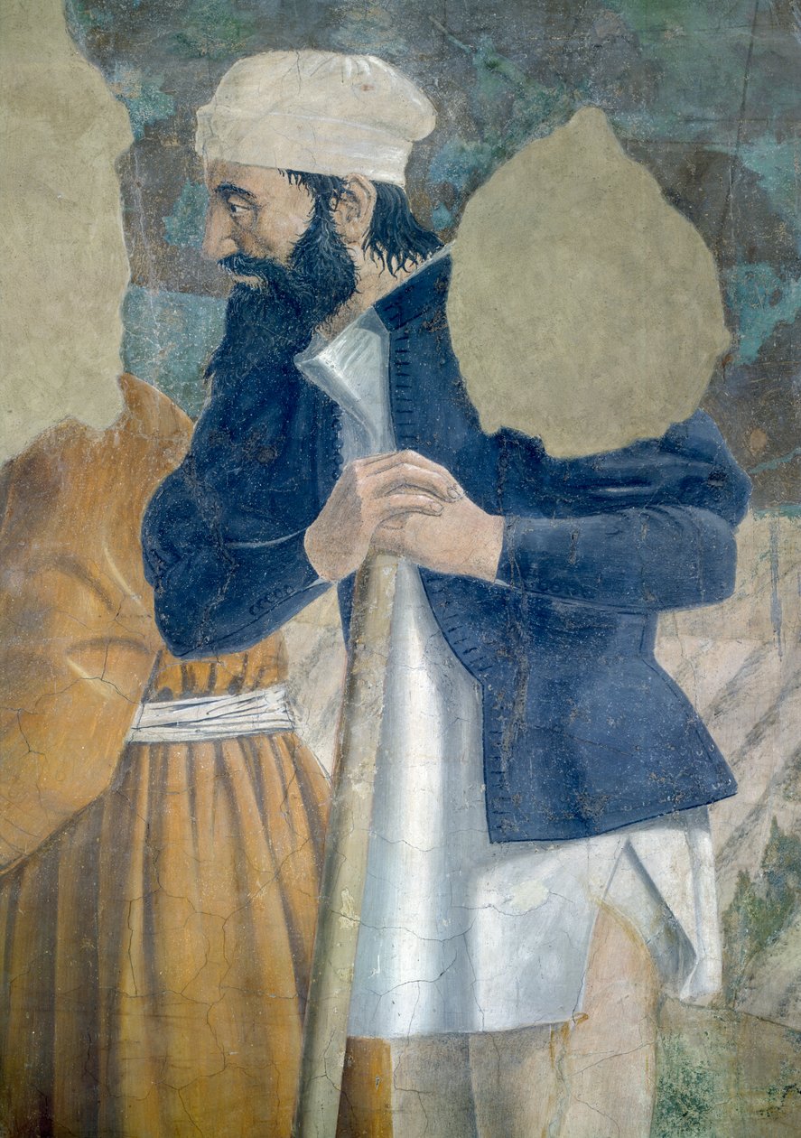 Gerçek Haç Efsanesi, Haçın Keşfi, bir izleyici detayı, 1464 fresk tamamlandı by Piero della Francesca