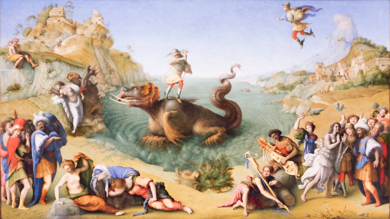 Perseus, Andromeda'yı serbest bırakıyor by Piero di Cosimo