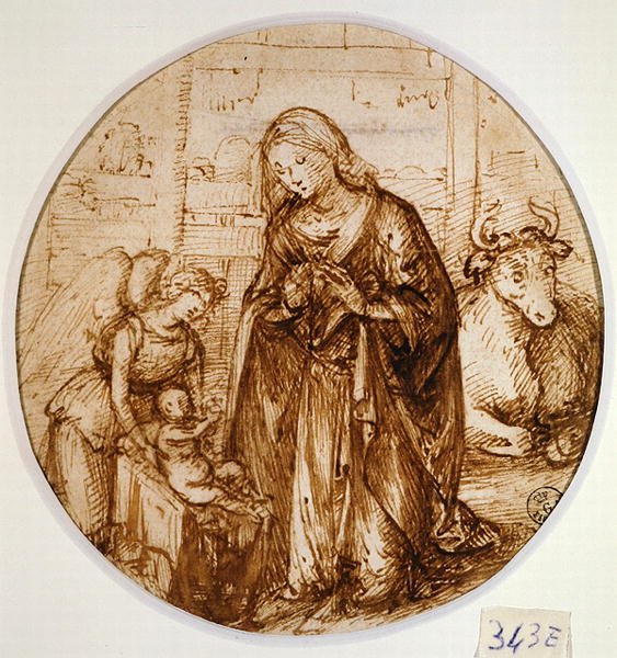 Çocuğun Hayranlığı (kağıt üzerine kalem ve mürekkep) by Piero di Cosimo