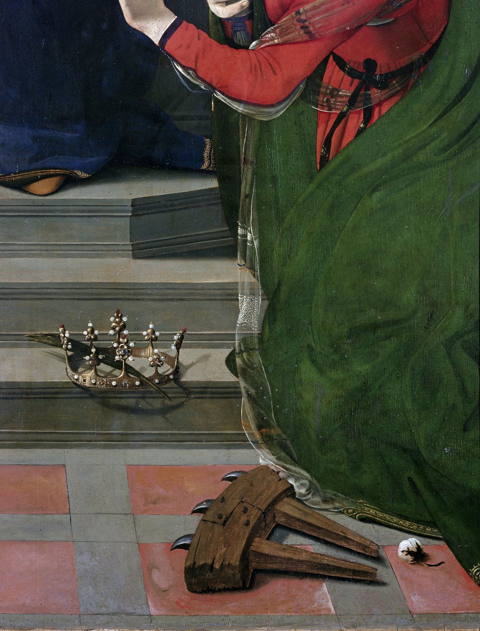 Azizlerle çevrili tahtta Bakire ve Çocuk, detay (panelde yağ ve tempera, yaklaşık 1493) by Piero di Cosimo