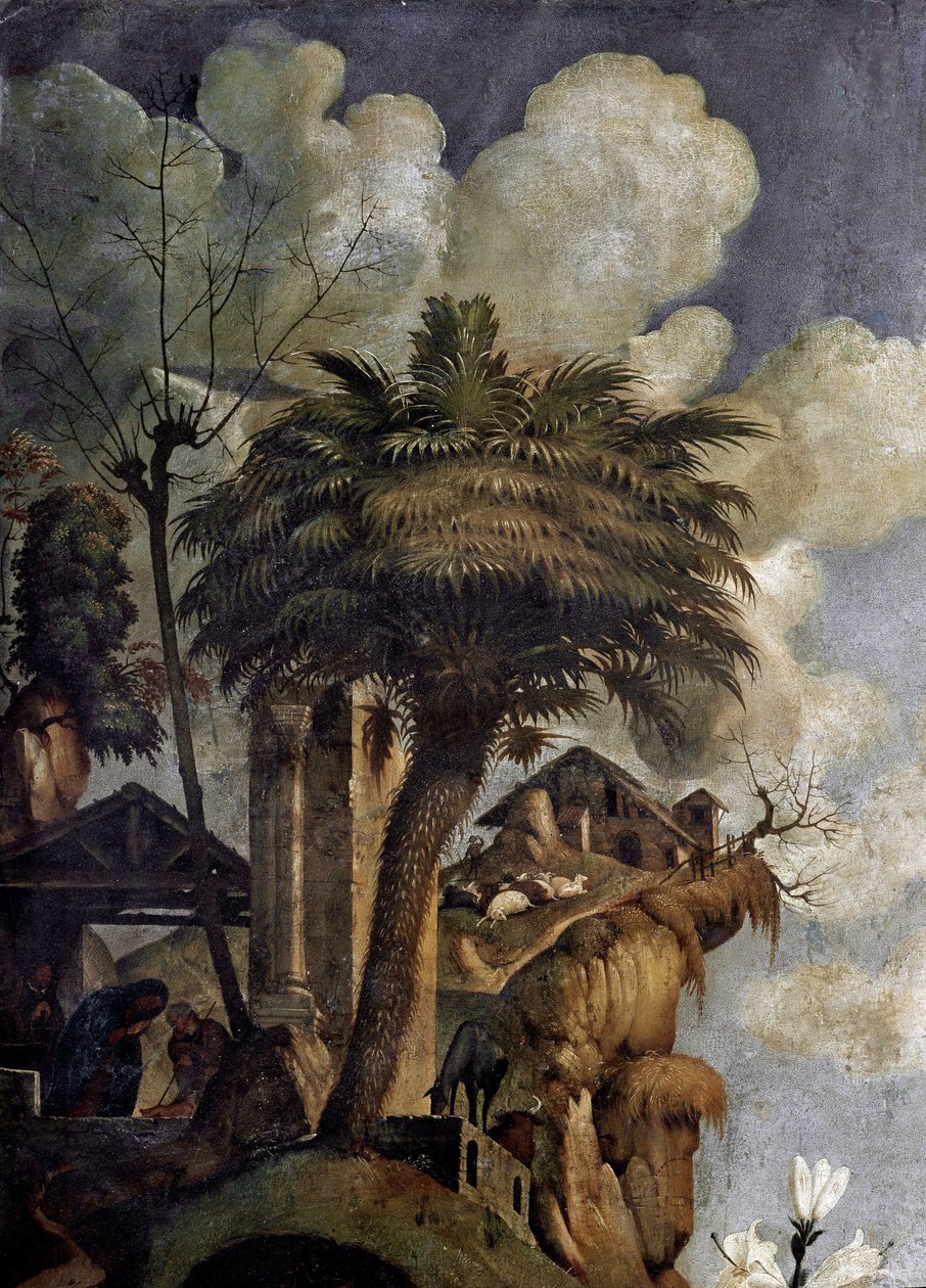 Azizlerle çevrili tahtta Bakire ve Çocuk, detay (panelde yağ ve tempera, yaklaşık 1493) by Piero di Cosimo