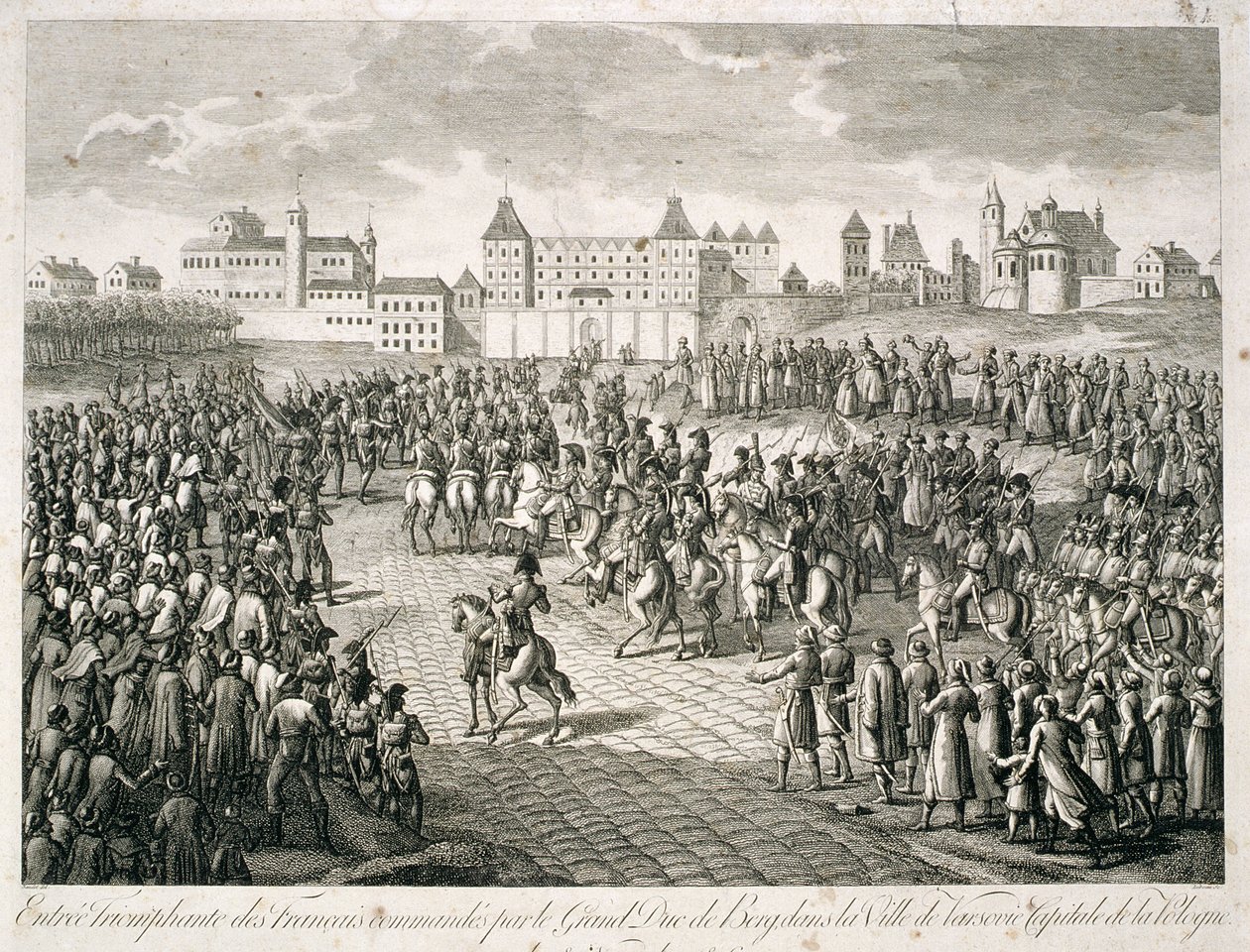 Triumphant entry of the French into Warsaw in 1806 under the command of Grand Duke Berg, 1810  by Pierre Adrien Le Beau