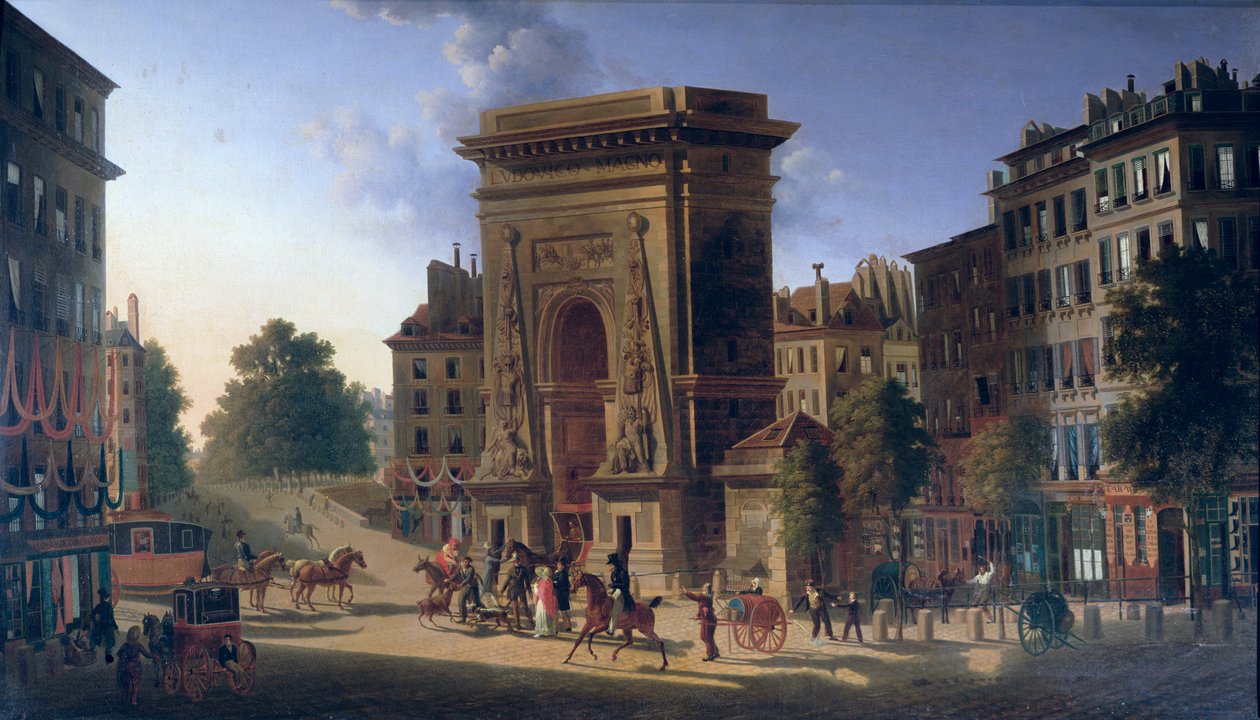 Porte St. Denis ve Boulevard de Bonne Nouvelle manzarası by Pierre Alexandre Pau de Saint Martin