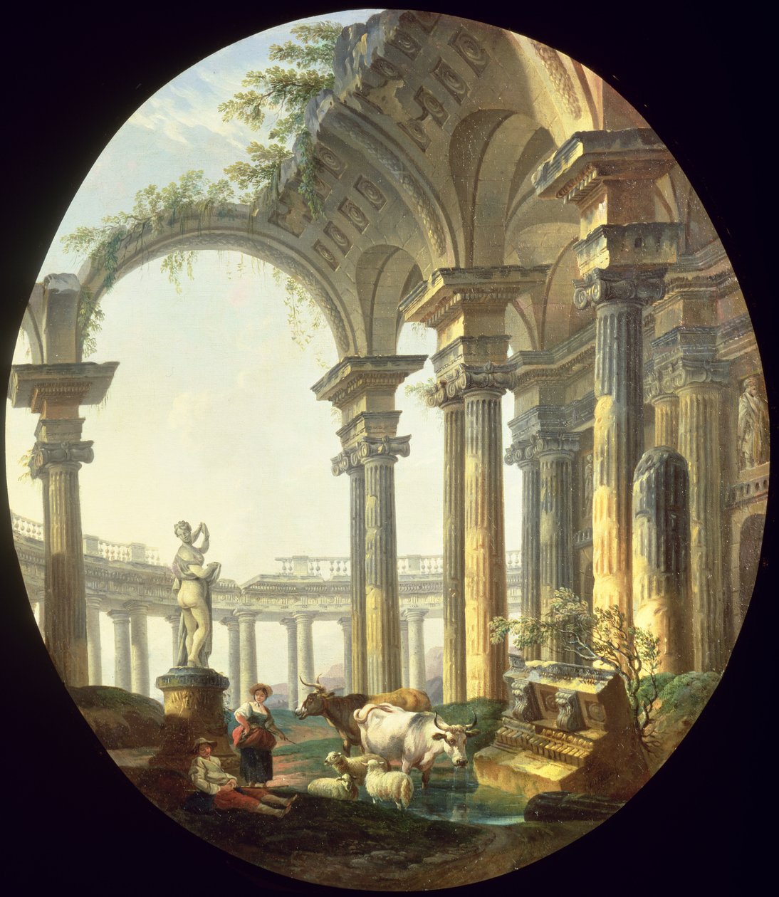 Klasik Peyzajda Hayvanlarla Çobanlar by Pierre Antoine Demachy