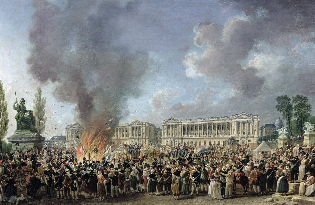 Birlik Kutlaması, Monarşinin Amblemlerini Yok Etmek, Place de la Concorde, 10 Ağustos 1793 by Pierre Antoine Demachy