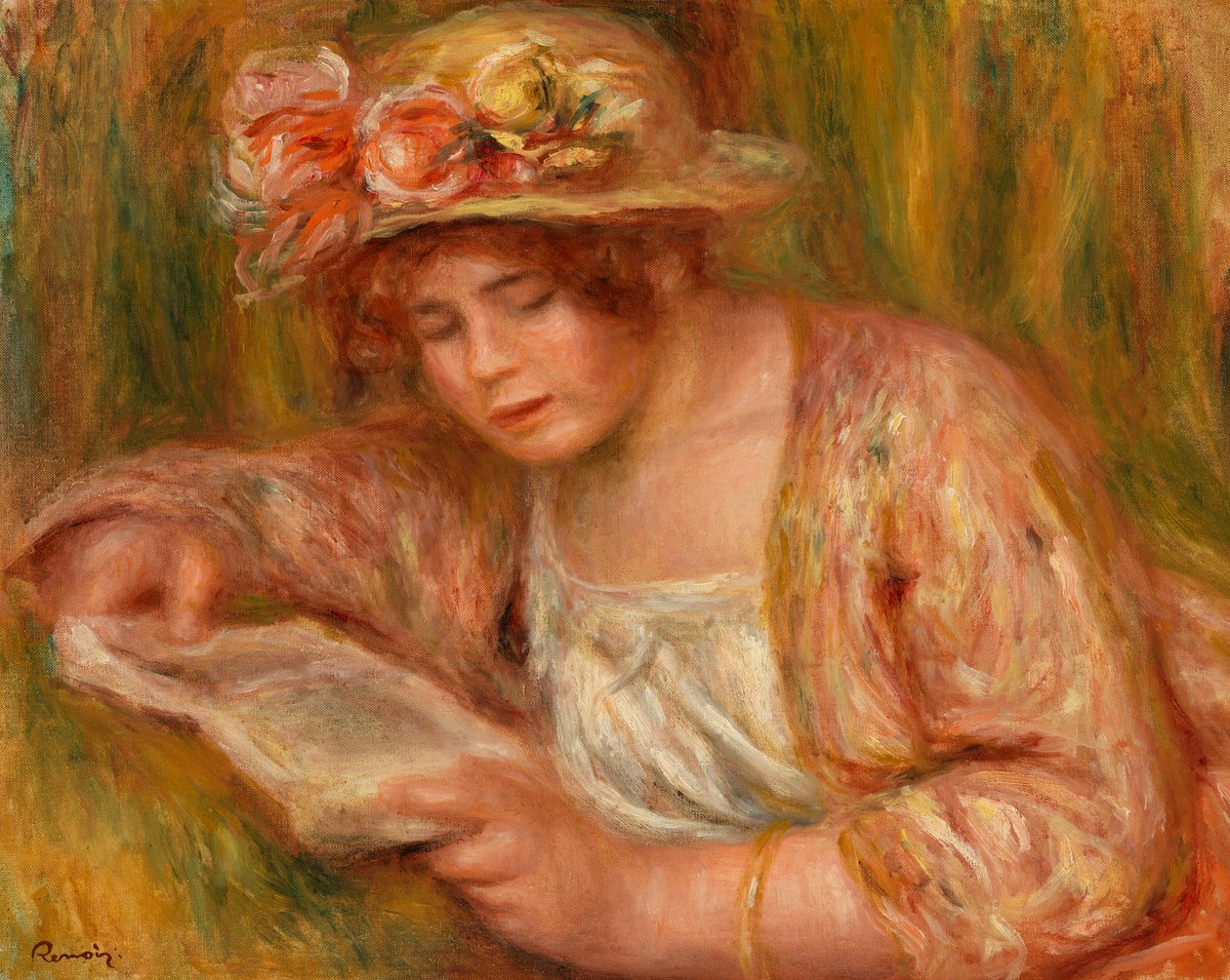 Şapkalı Andrée, Okuma by Pierre Auguste Renoir