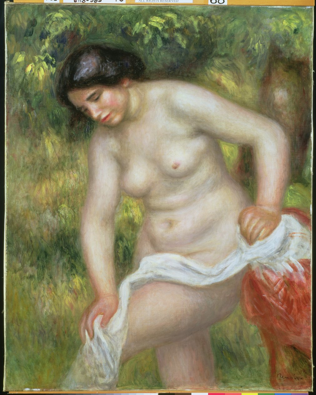 Yıkanan Beyaz Bir Bezle Kendini Kurutuyor by Pierre Auguste Renoir