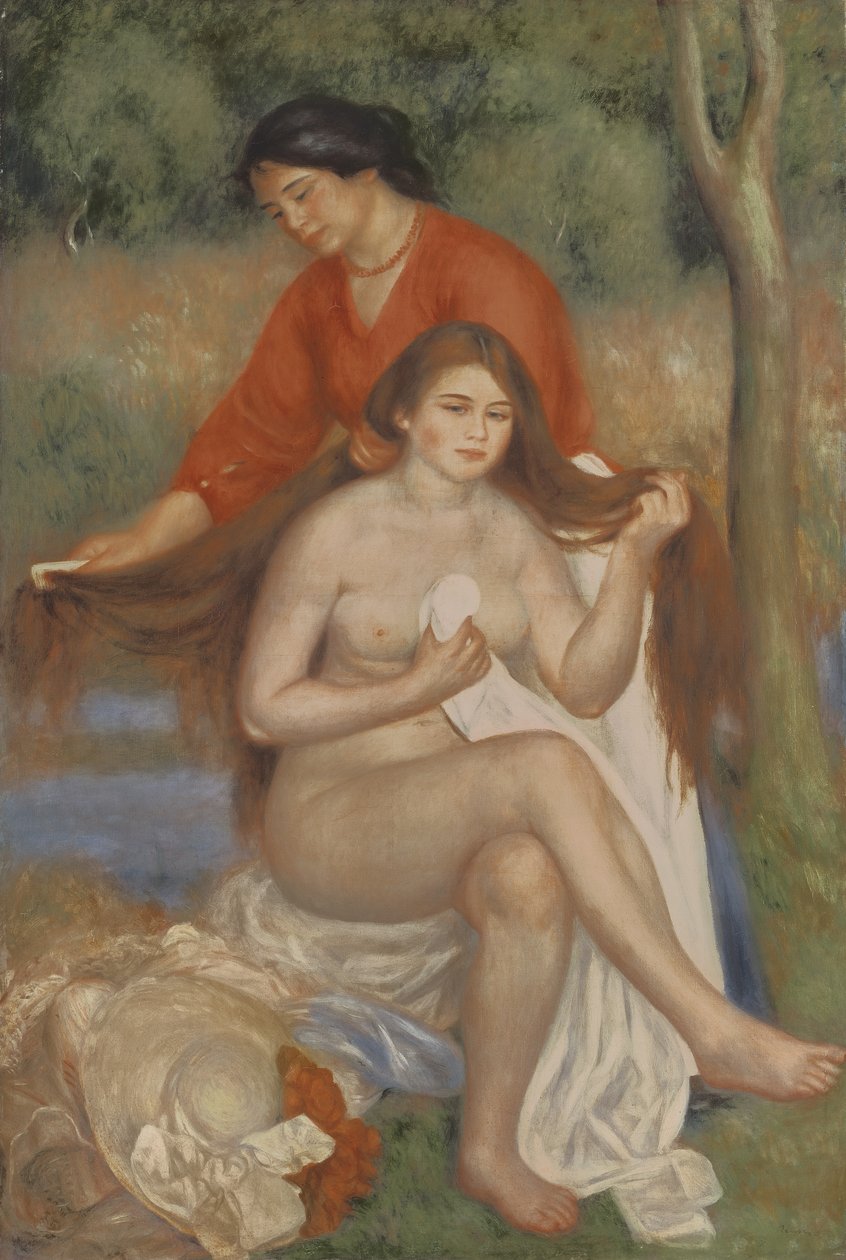 Yıkanan ve Hizmetçi, c.1900 by Pierre Auguste Renoir