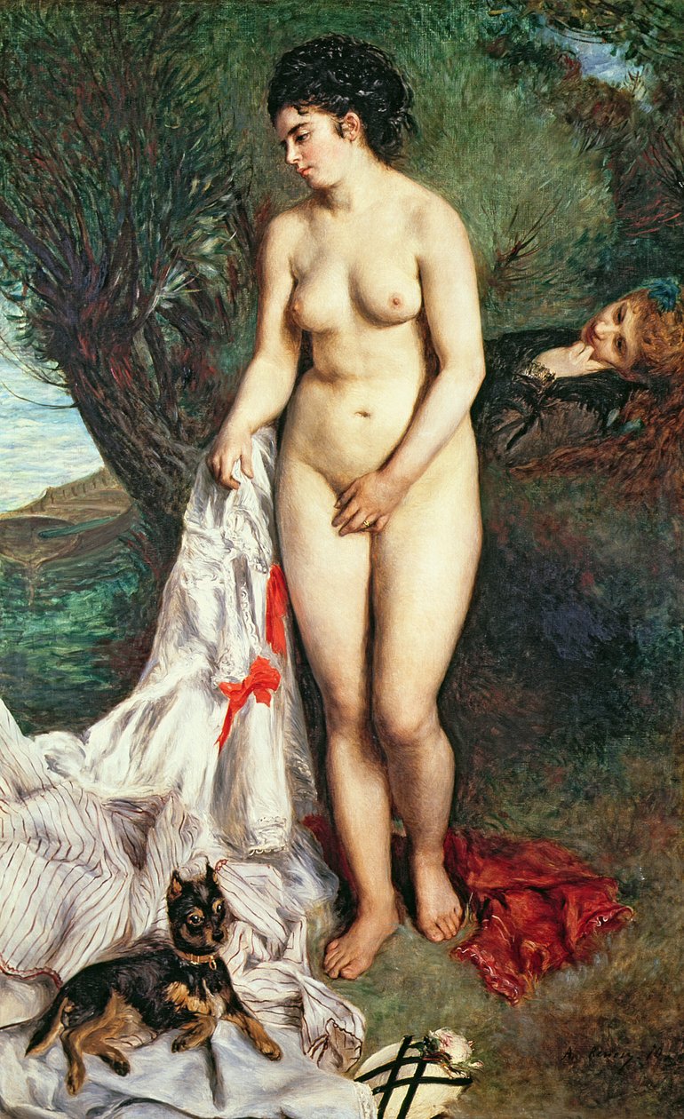 Griffon köpeğiyle yüzen kişi, 1870 by Pierre Auguste Renoir
