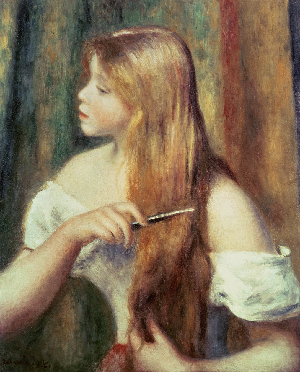 Sarışın kız saçını tarıyor, 1894 by Pierre Auguste Renoir