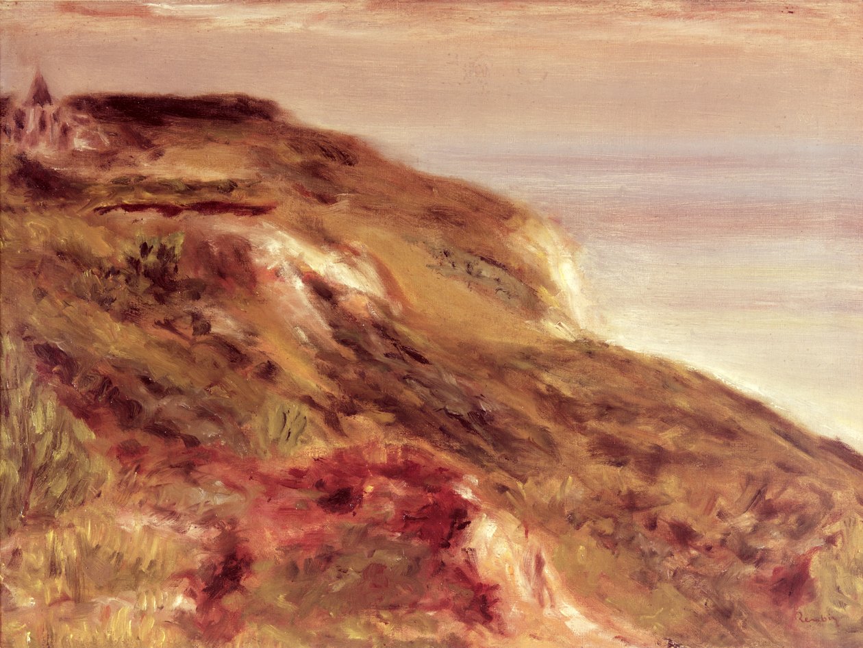 Clifftop üzerinde kilise by Pierre Auguste Renoir