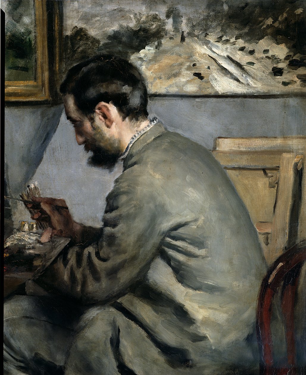 Frederick Bazille şövalesinde, 1867 tuval üzerine yağlı boya, 28936 detayı by Pierre Auguste Renoir